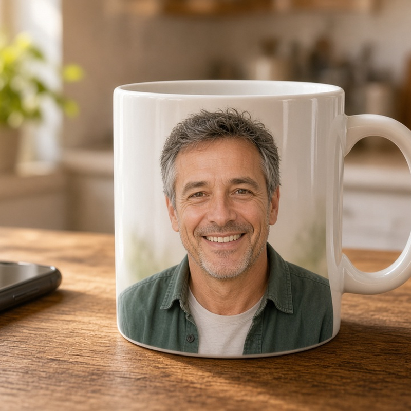 Dad mug close-up — upload his photo